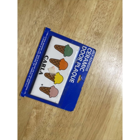 Vintage Retro Dead Stock CARLA With Ice Cream Cone Ceramic Name Wall Sign Plaque - Picture 10 of 12